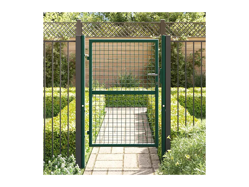 Portail de clôture acier 100x125 cm vert