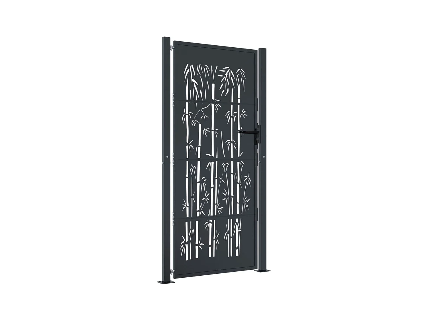 Puerta de jardín antracita 105x180 cm diseño bambú acero