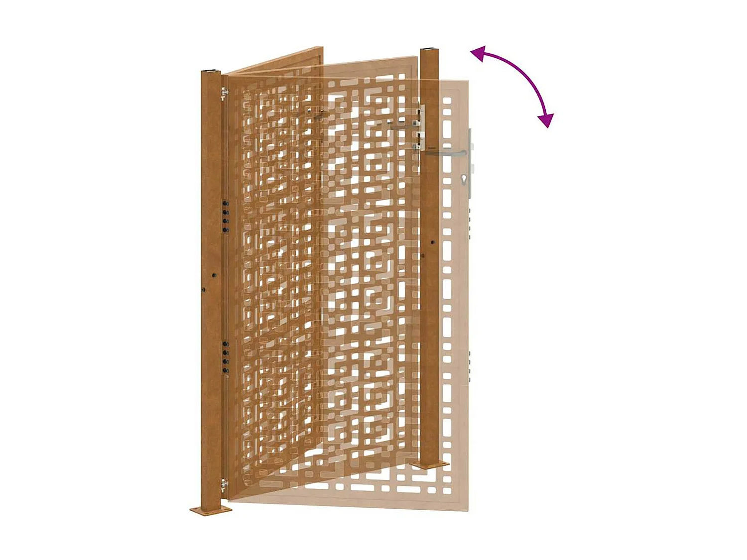 Puerta de jardín de acero resistente a la intemperie con diseño en forma de cruz