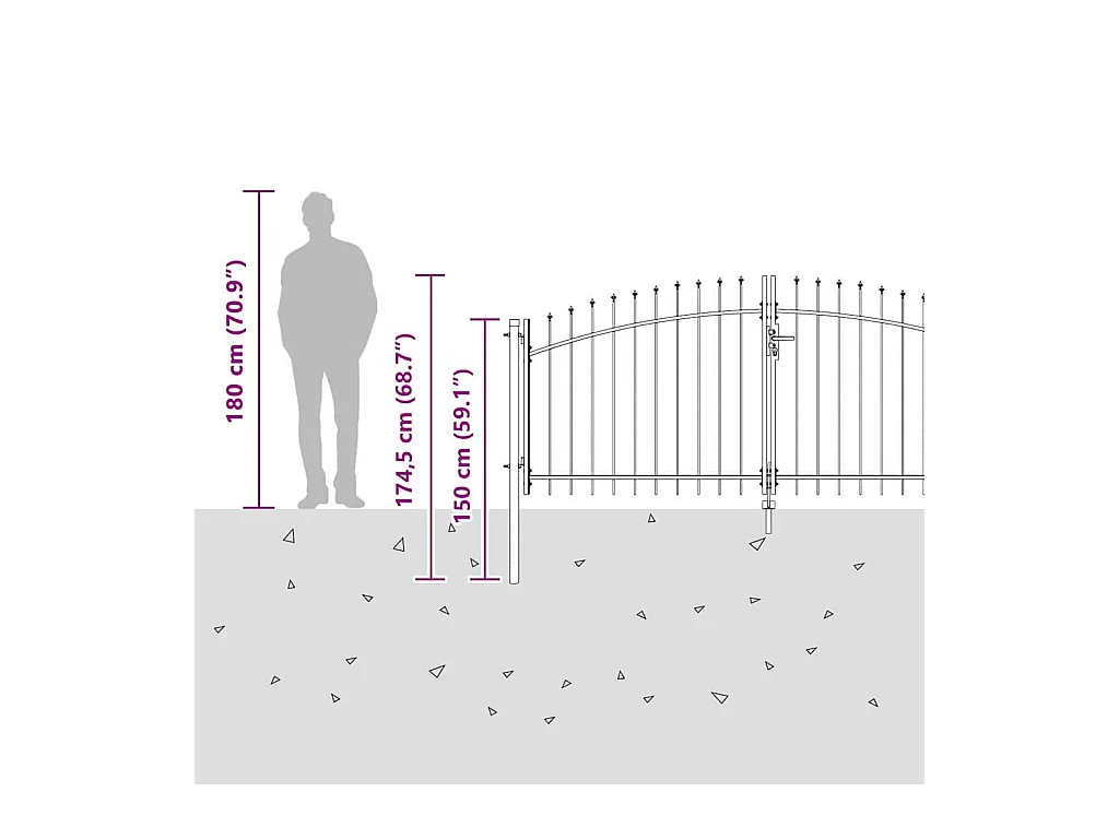 Zwarte tuinpoort 125 x 400 cm