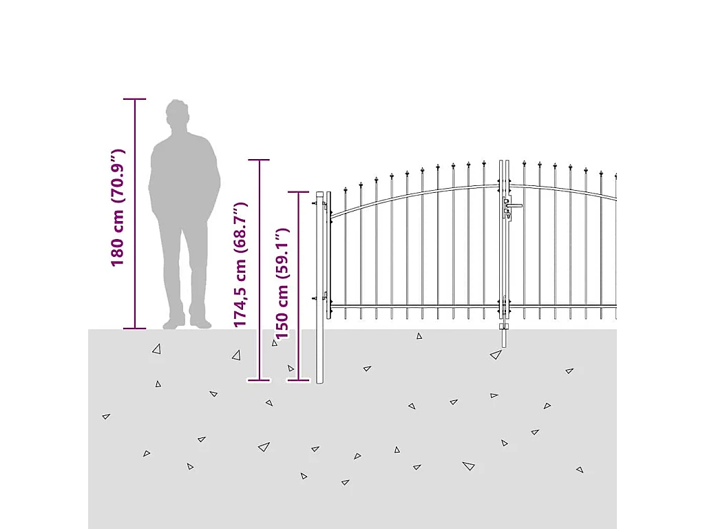 Porte de Jardin Noir 125 x 400 cm