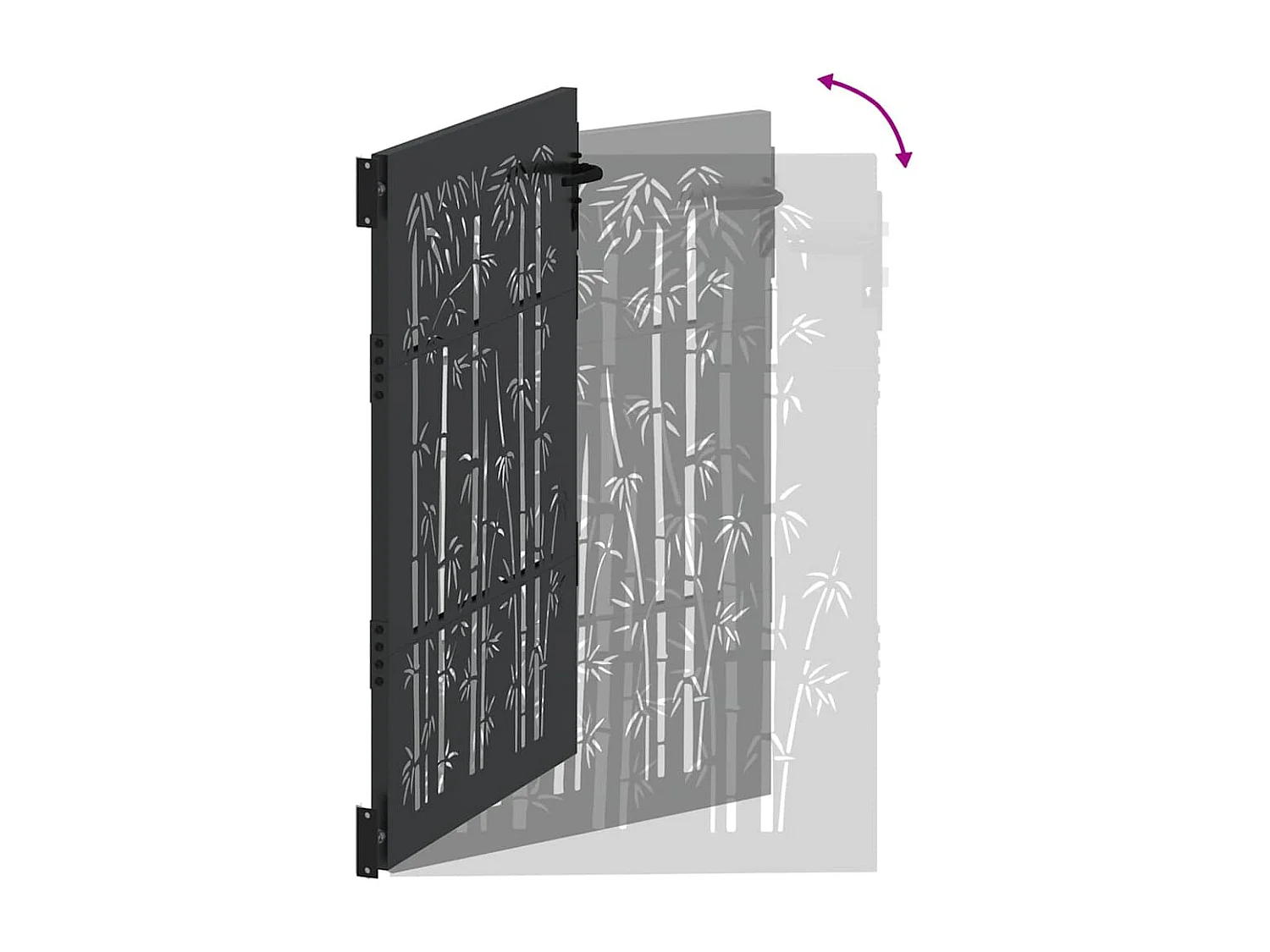 Porte de Jardin, Portail de Jardin 105x75 cm Design en Acier Corten et Bambou