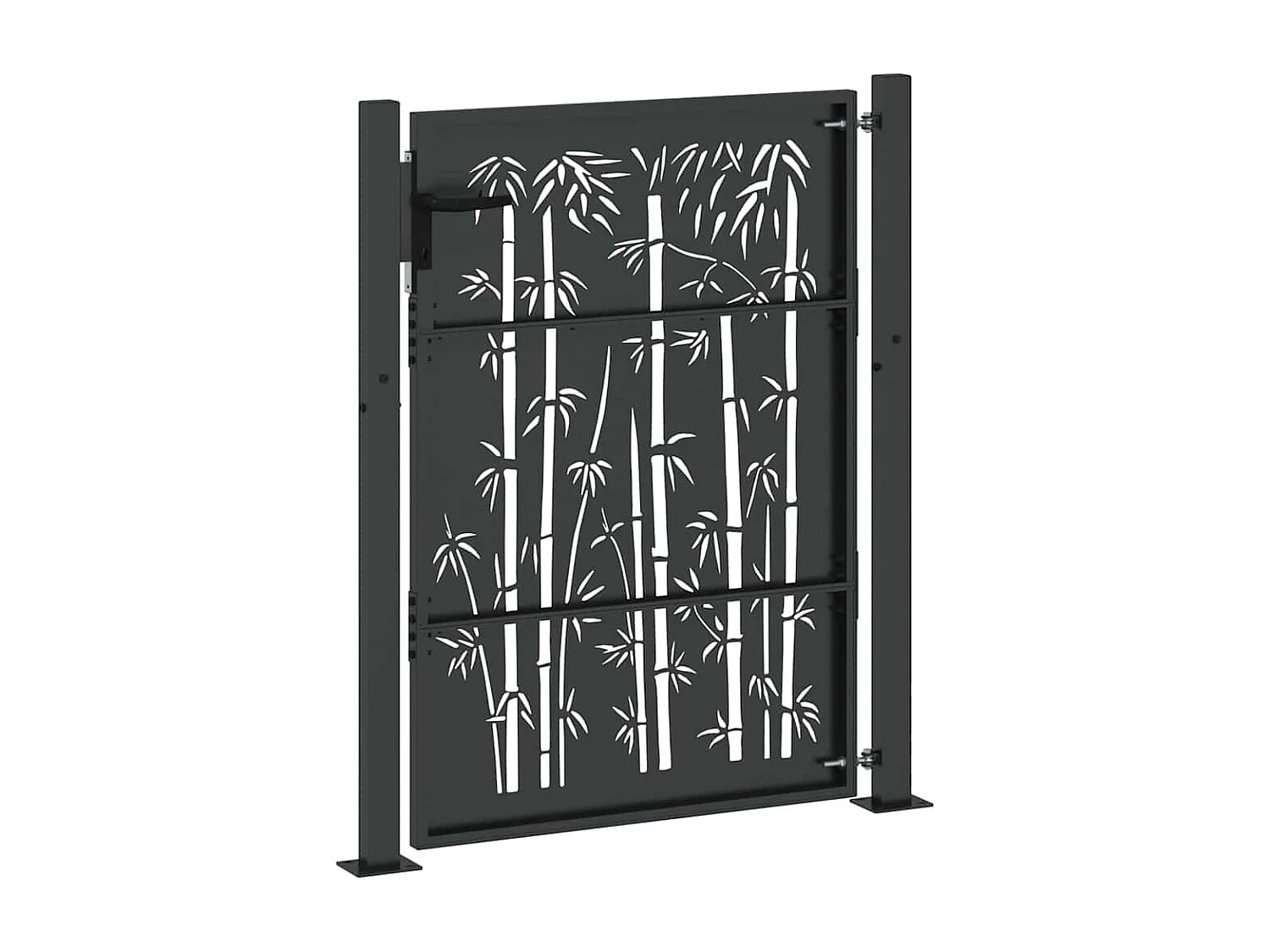 Porte de Jardin, Portail de Jardin 105x75 cm Design en Acier Corten et Bambou