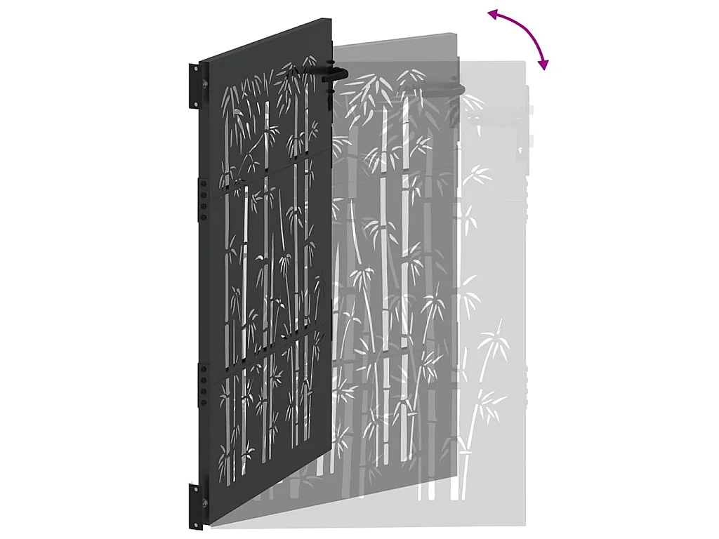 Porte de Jardin, Portail de Jardin 105x75 cm Design en Acier Corten et Bambou