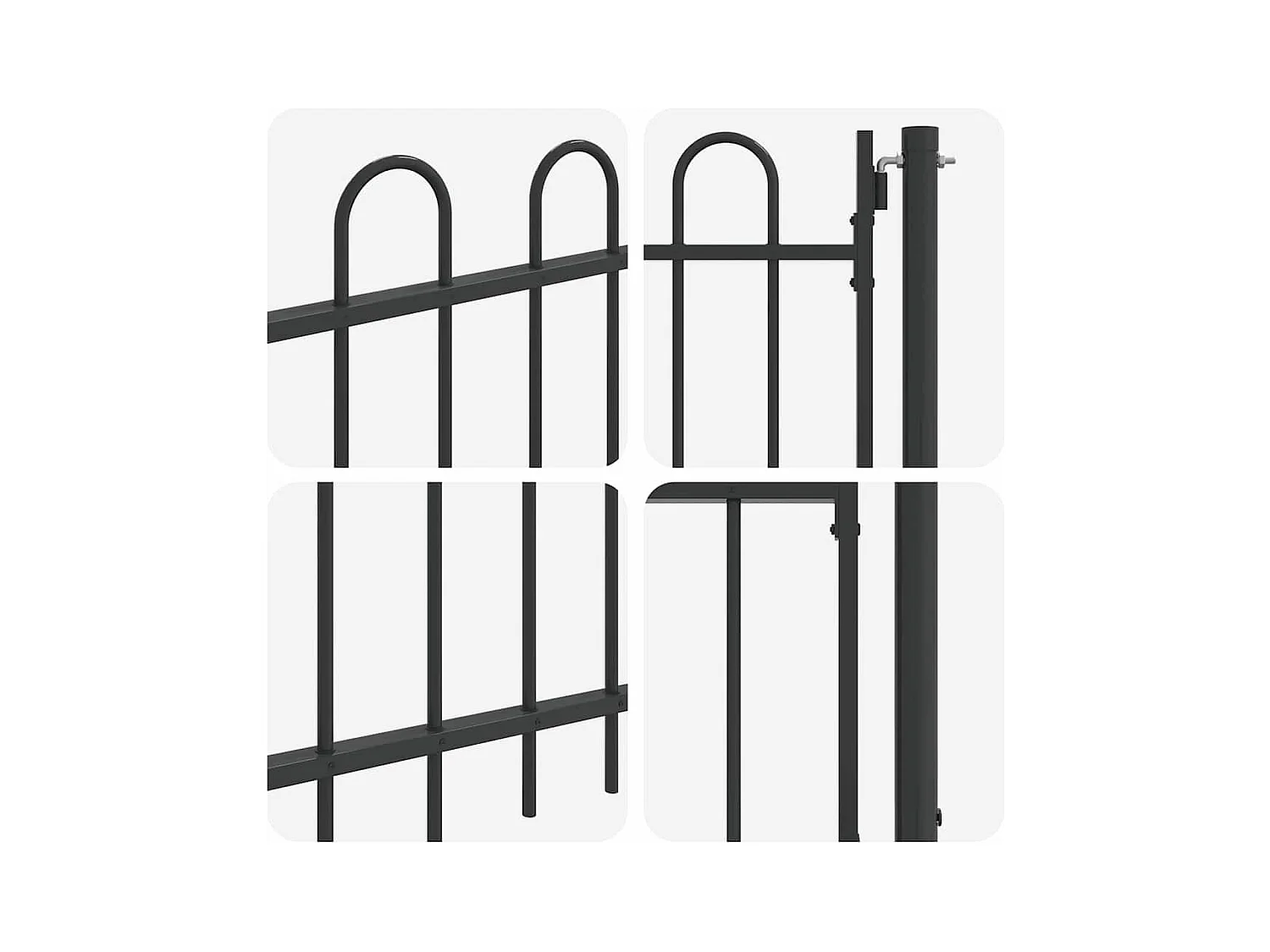 Cancello per recinzione grigio 100 x 75 cm in acciaio verniciato a polvere