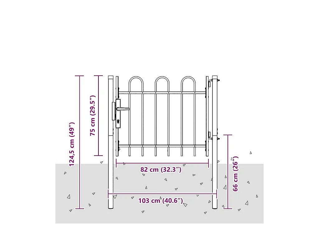 Cancello per recinzione grigio 100 x 75 cm in acciaio verniciato a polvere