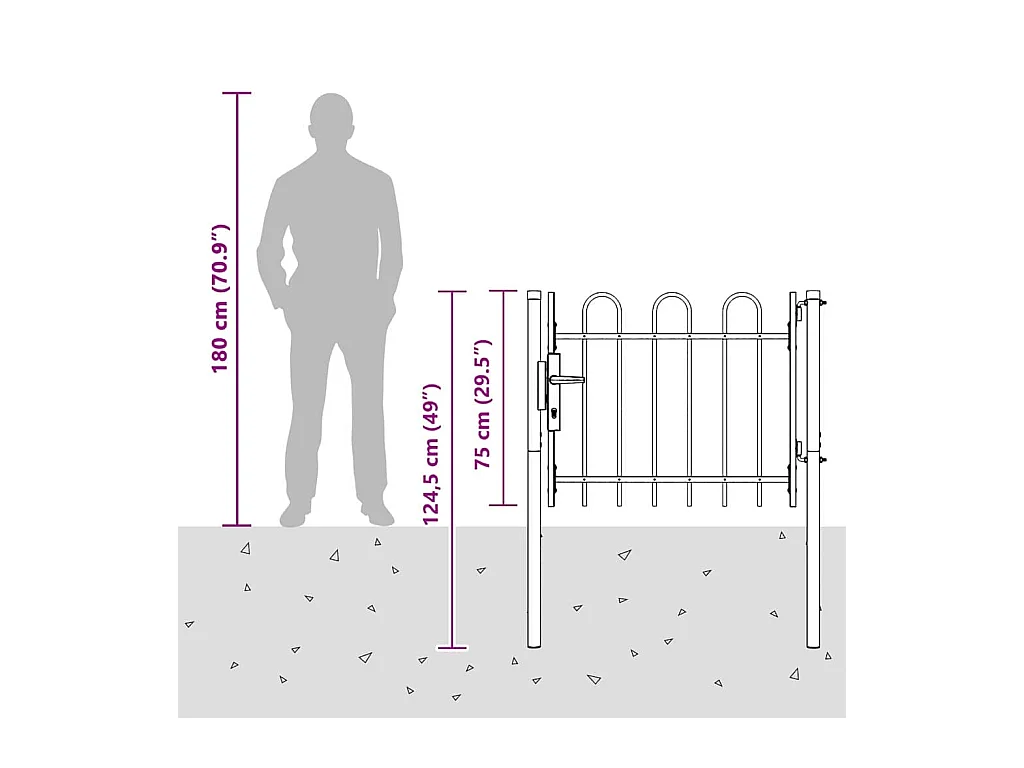 Cancello per recinzione grigio 100 x 75 cm in acciaio verniciato a polvere