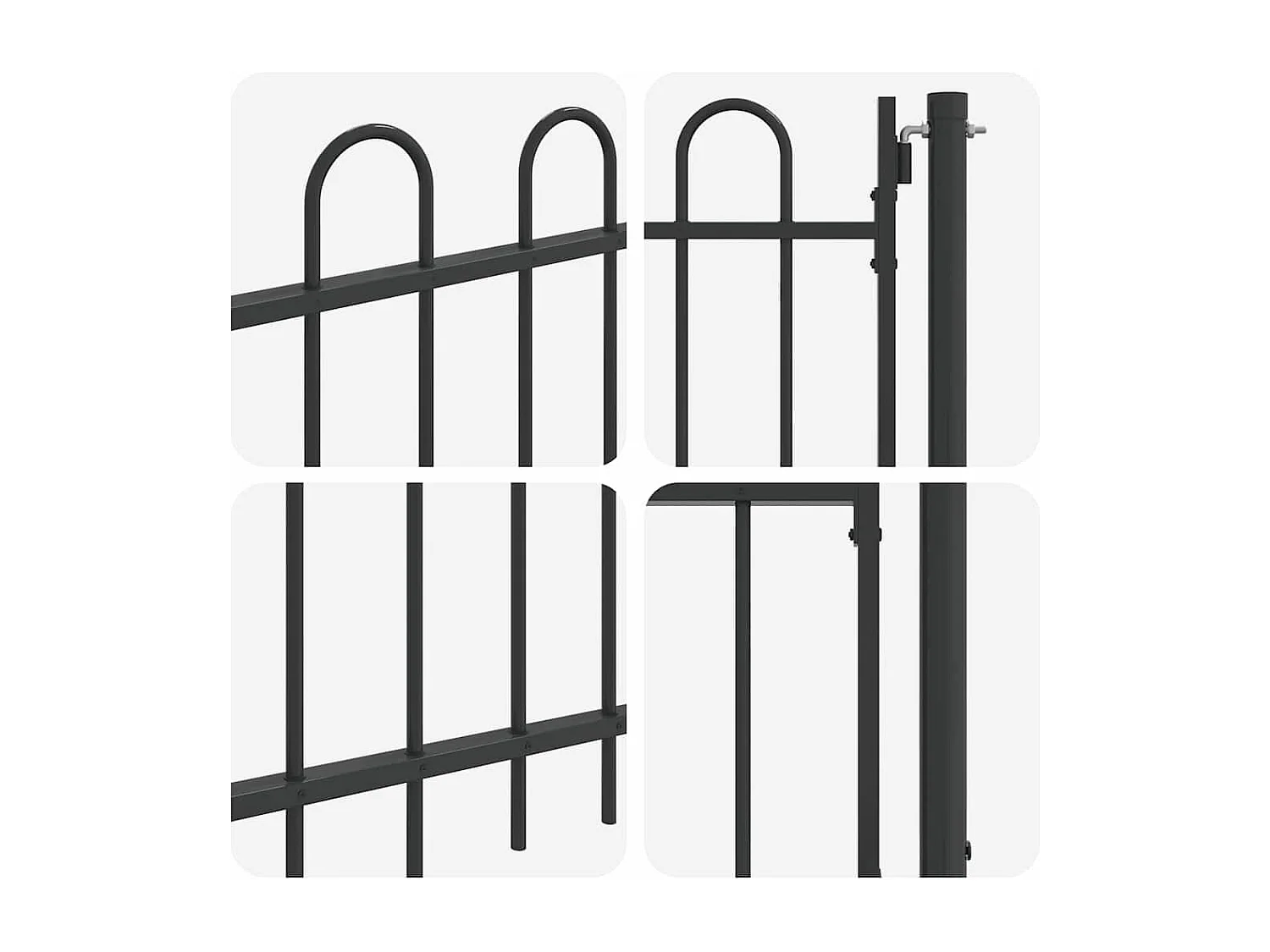 Porte de Clôture Gris 100 x 75 cm Acier revêtu de poudre