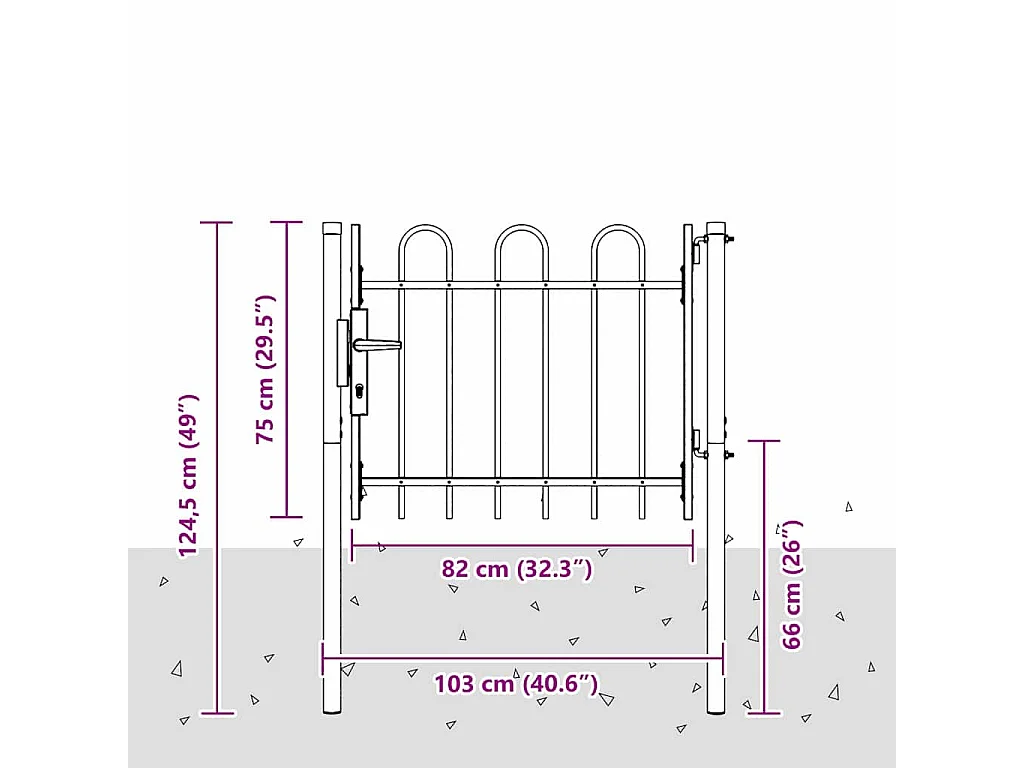 Porte de Clôture Gris 100 x 75 cm Acier revêtu de poudre