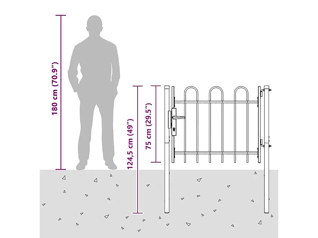 Porte de Clôture Gris 100 x 75 cm Acier revêtu de poudre