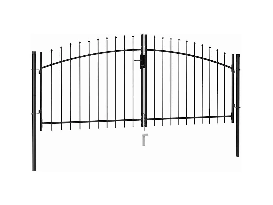 Puerta doble con punta de acero 3x1,25 m Negra