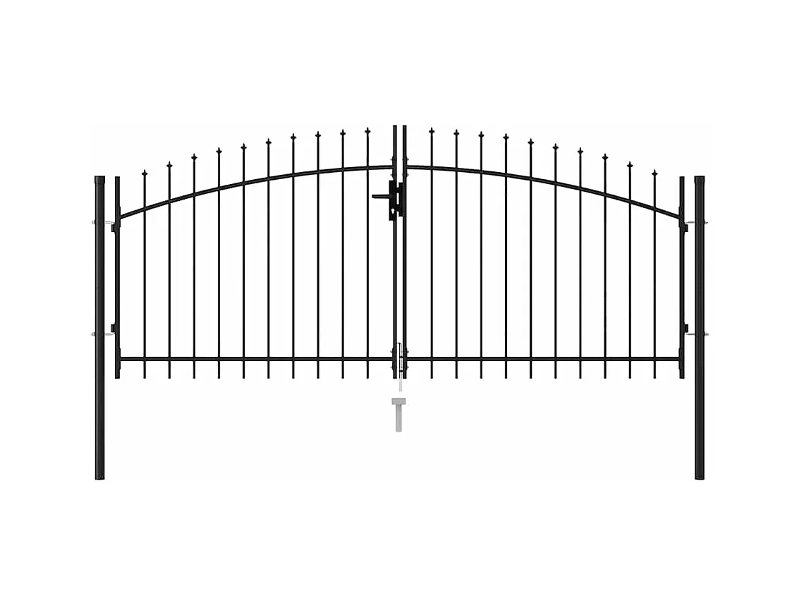 Puerta doble con punta de acero 3x1,25 m Negra