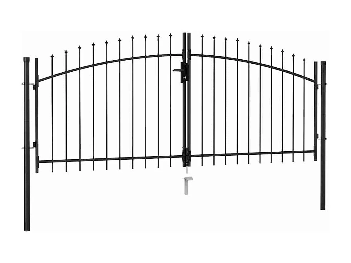 Cancello doppio con punta superiore Acciaio 3x1,25 m Nero
