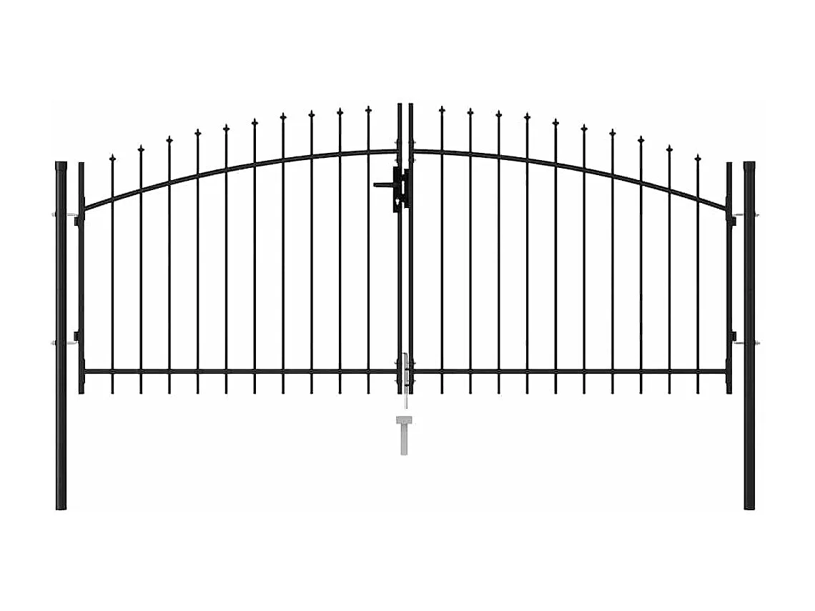 Cancello doppio con punta superiore Acciaio 3x1,25 m Nero