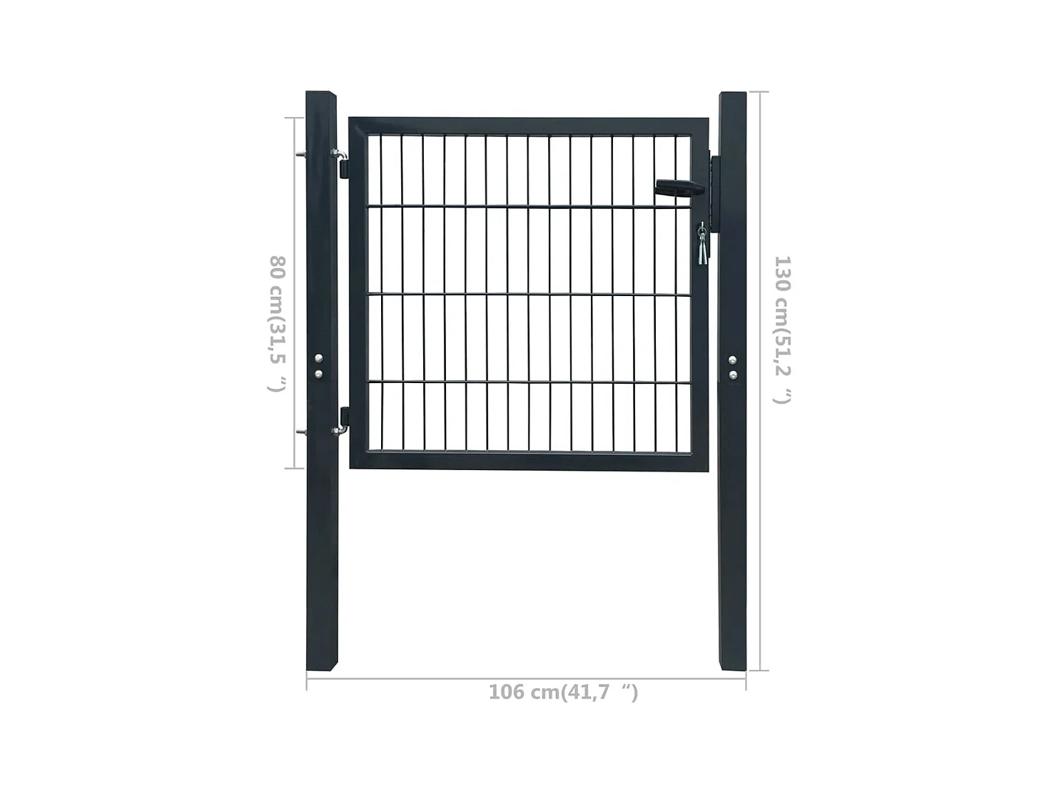 Portillon 2D (simple) Gris anthracite 106x130 cm