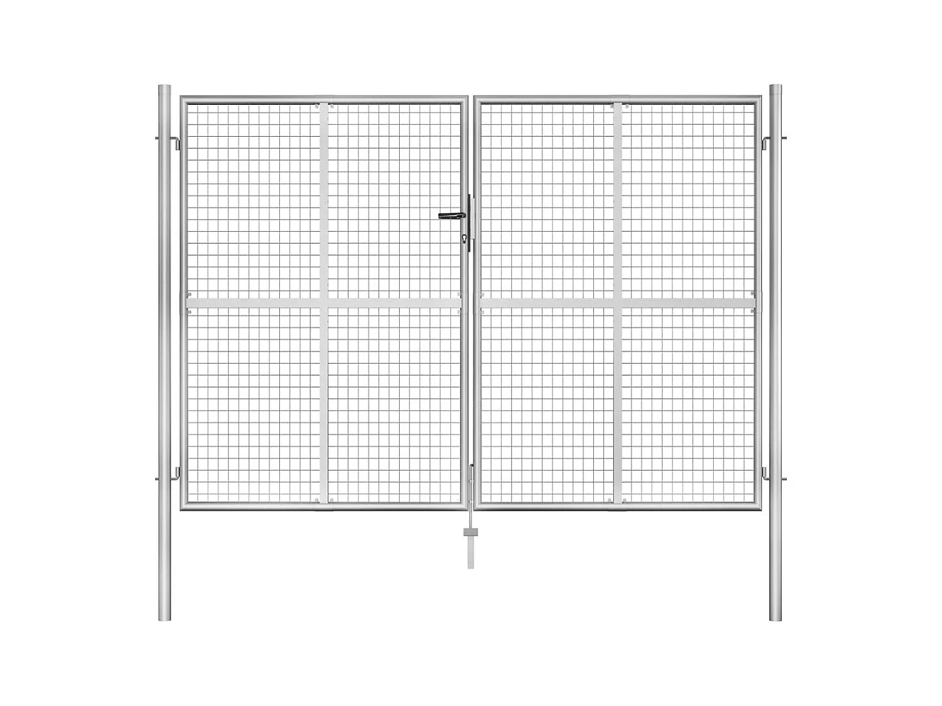Puerta de jardín de acero galvanizado 306 x 175 cm color plata