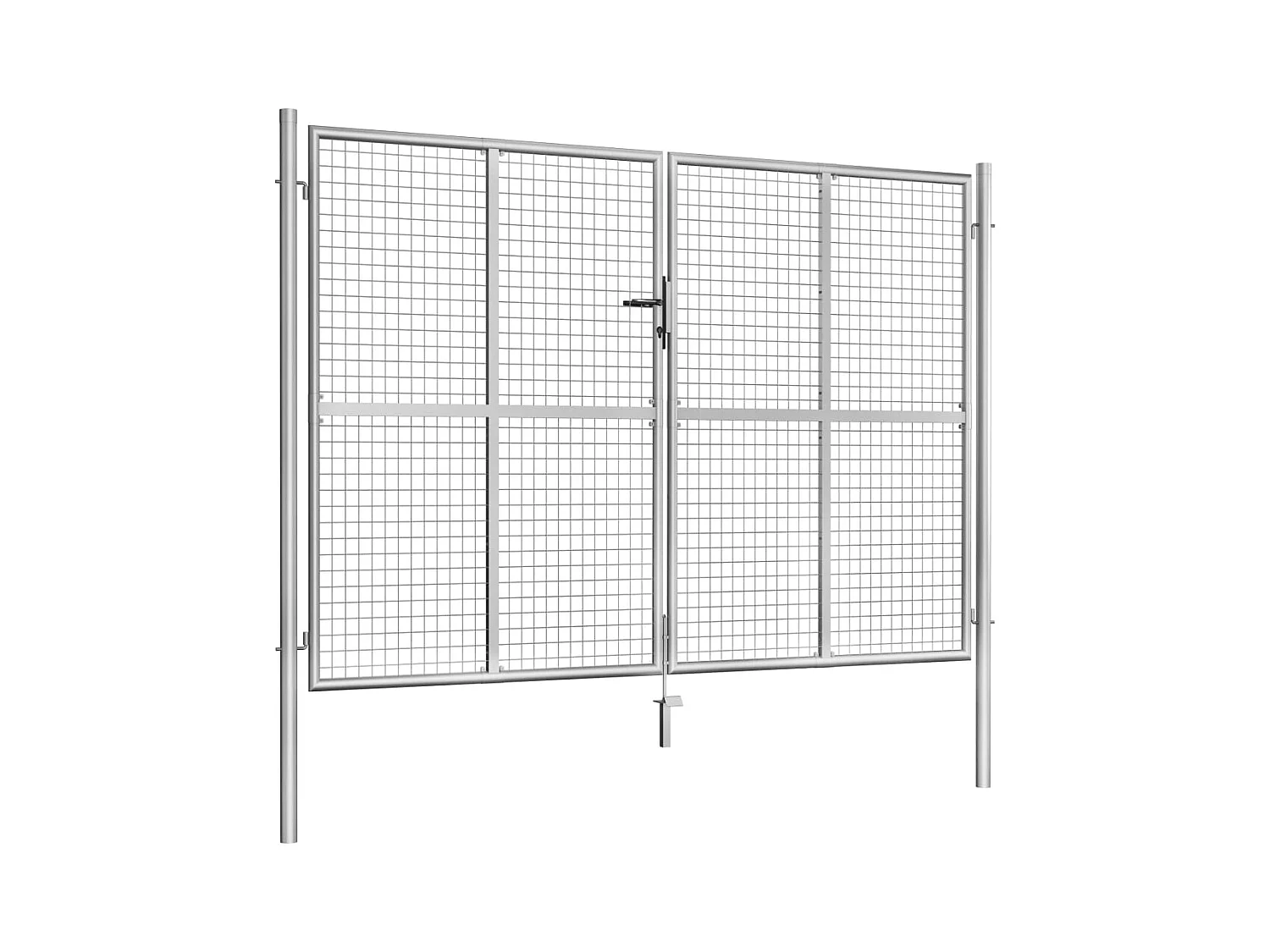 Puerta de jardín de acero galvanizado 306 x 175 cm color plata