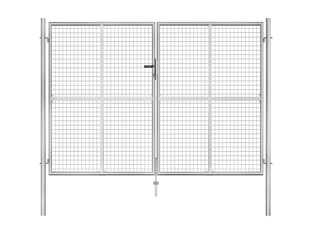 Portail de jardin en acier galvanisé 306 x 175 cm Argent