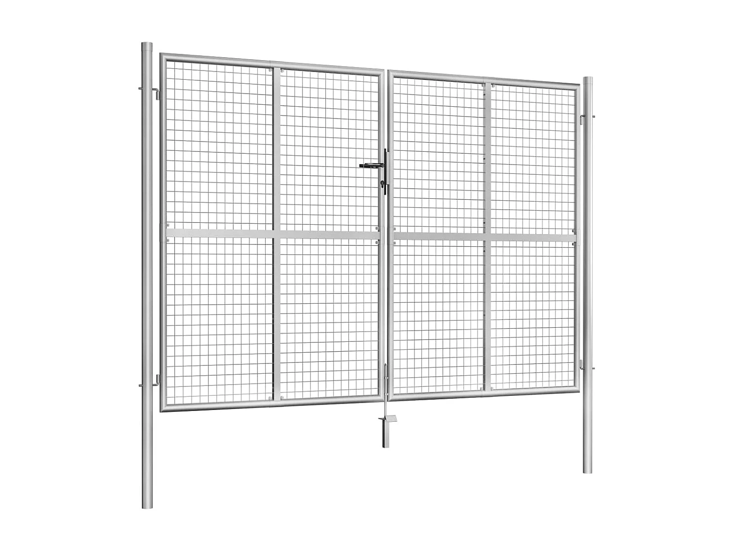 Portail de jardin en acier galvanisé 306 x 175 cm Argent