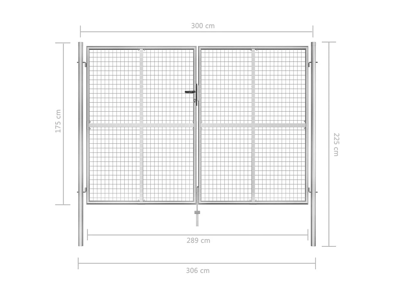 Portail de jardin en acier galvanisé 306 x 175 cm Argent