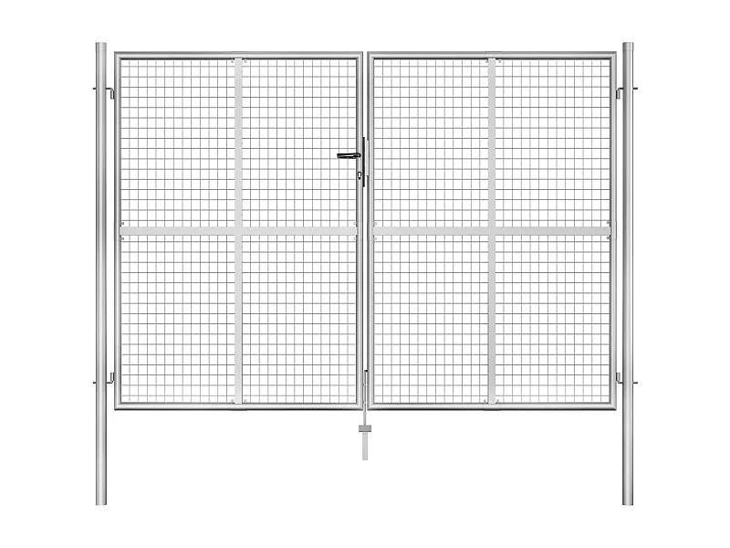 Portail de jardin en acier galvanisé 306 x 175 cm Argent