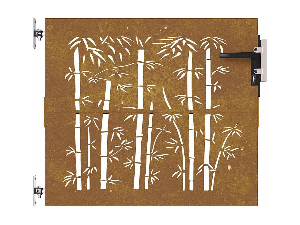 Cancello da giardino 85x75 cm acciaio corten design bambù