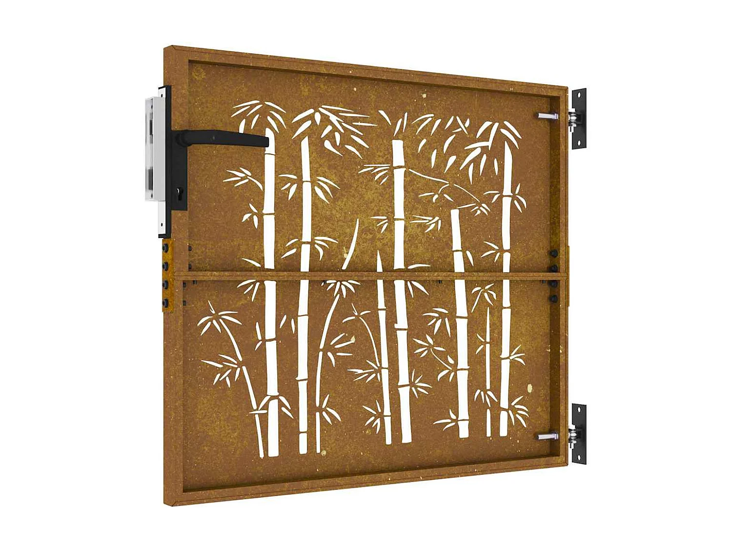 Cancello da giardino 85x75 cm acciaio corten design bambù