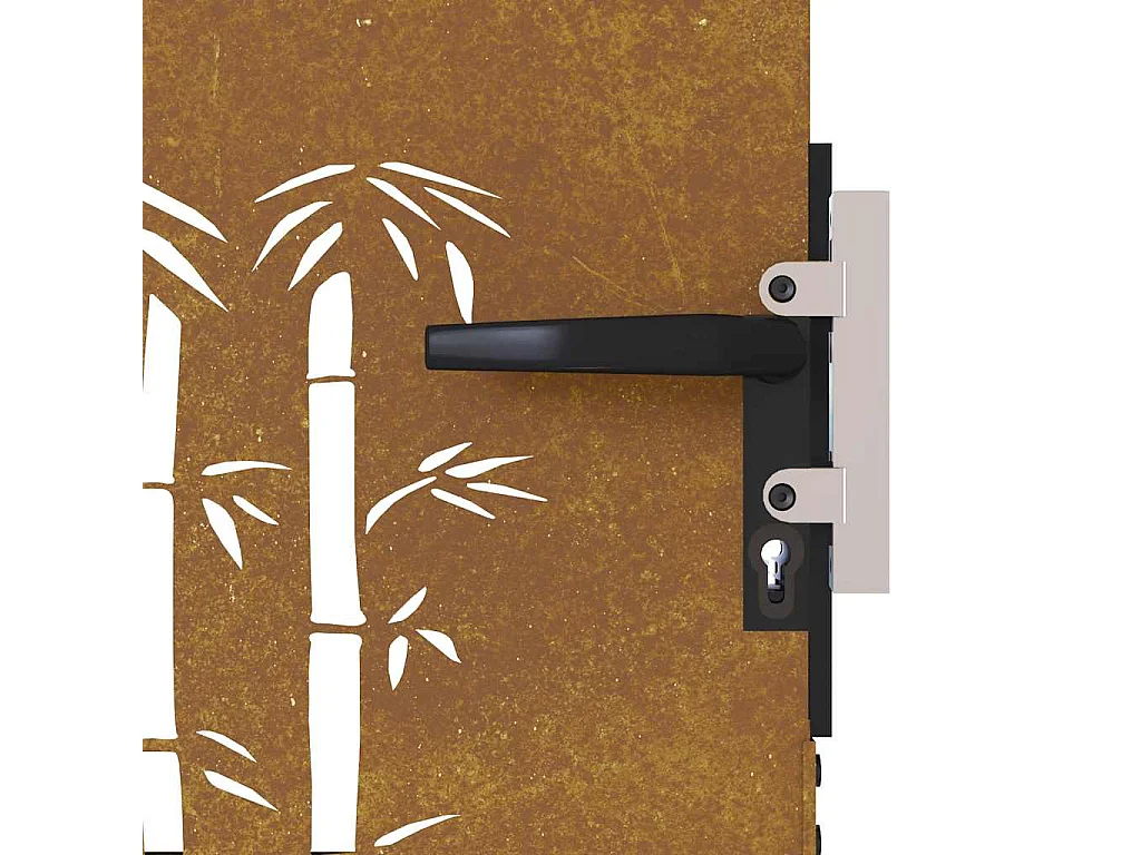 Cancello da giardino 85x75 cm acciaio corten design bambù