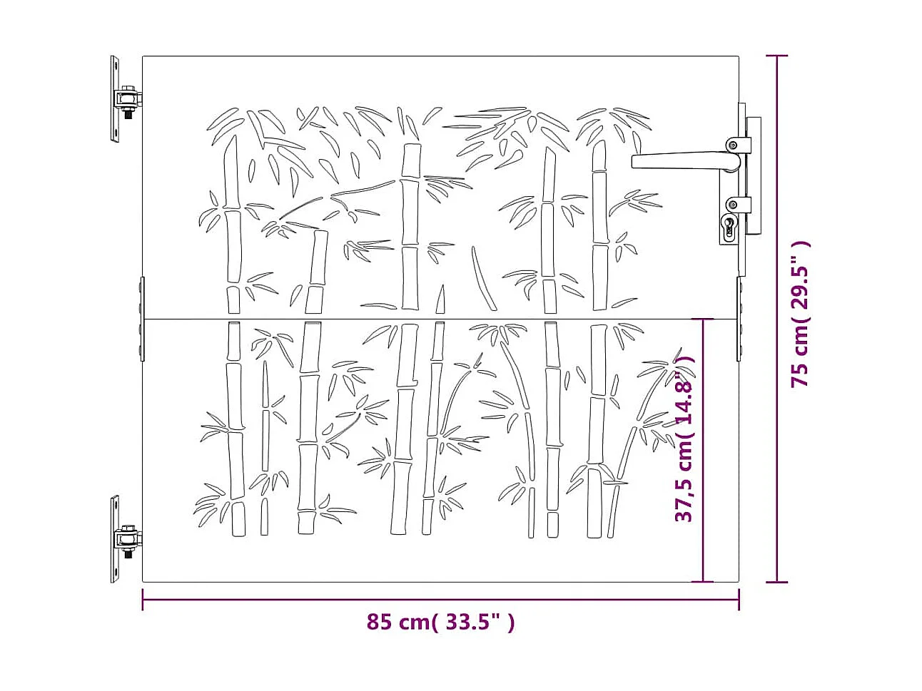 Cancello da giardino 85x75 cm acciaio corten design bambù