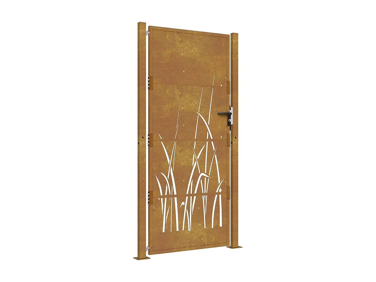 Cancello da giardino 105x205 cm in acciaio corten design erba