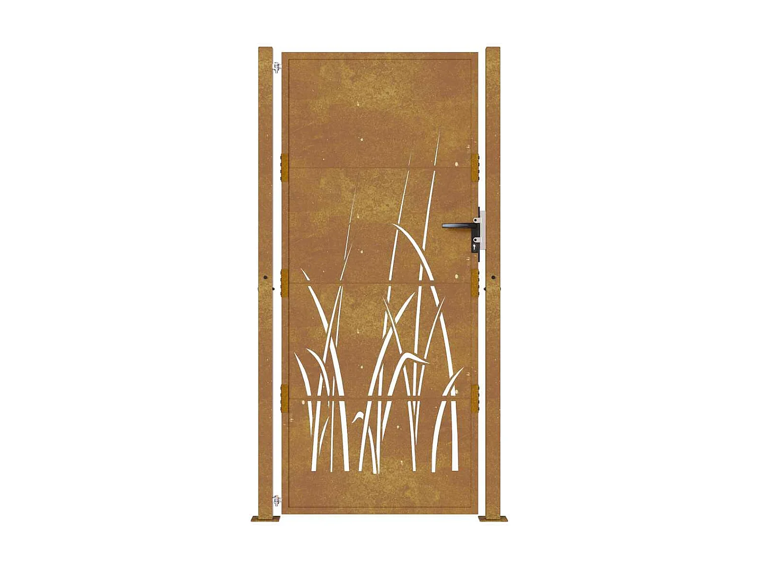 Cancello da giardino 105x205 cm in acciaio corten design erba