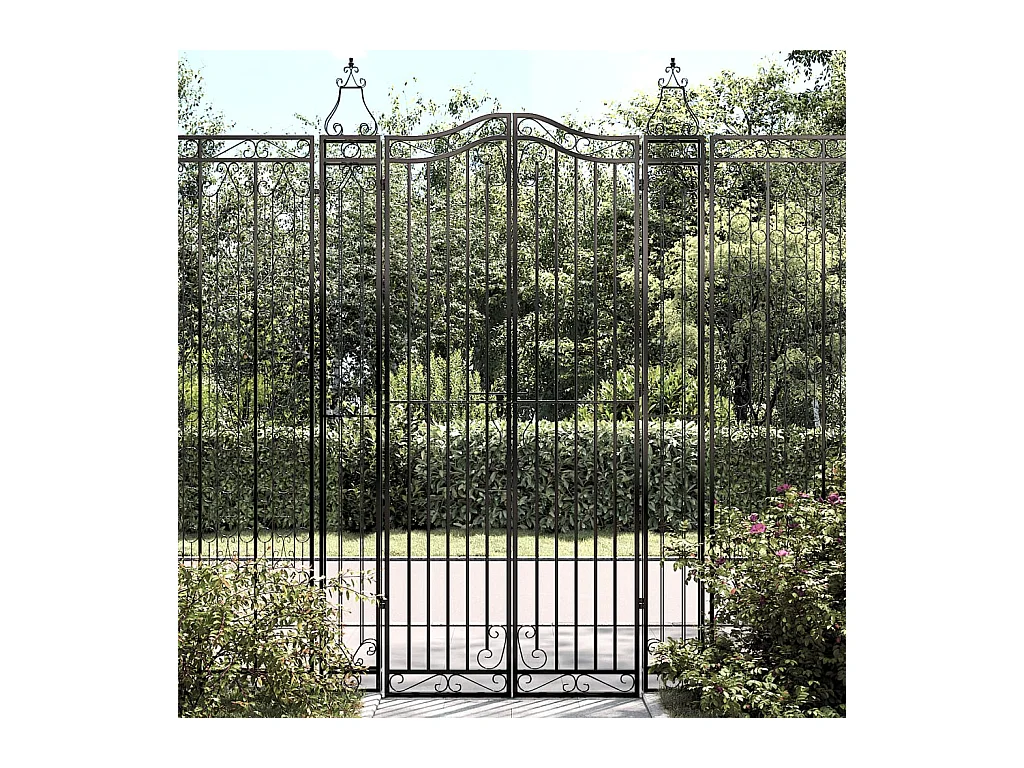 Puerta de jardín negra 121x8x200 cm de hierro forjado