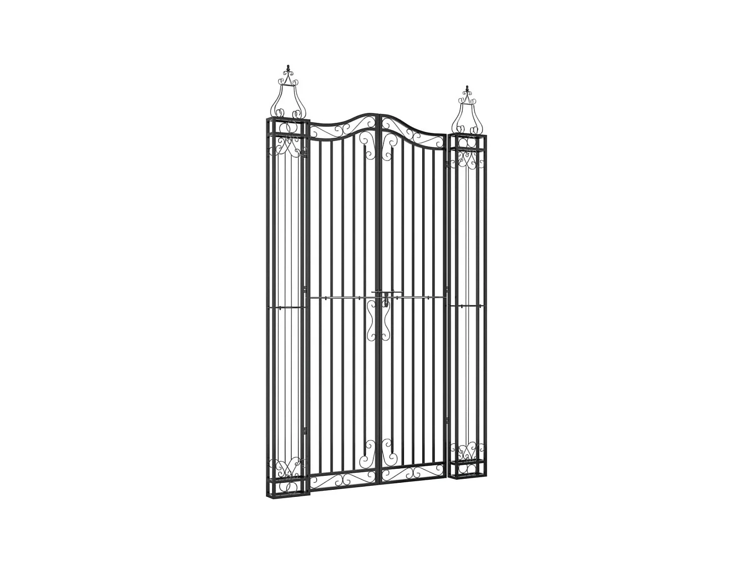 Puerta de jardín negra 121x8x200 cm de hierro forjado