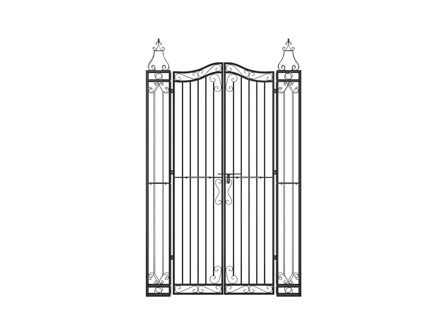 Puerta de jardín negra 121x8x200 cm de hierro forjado
