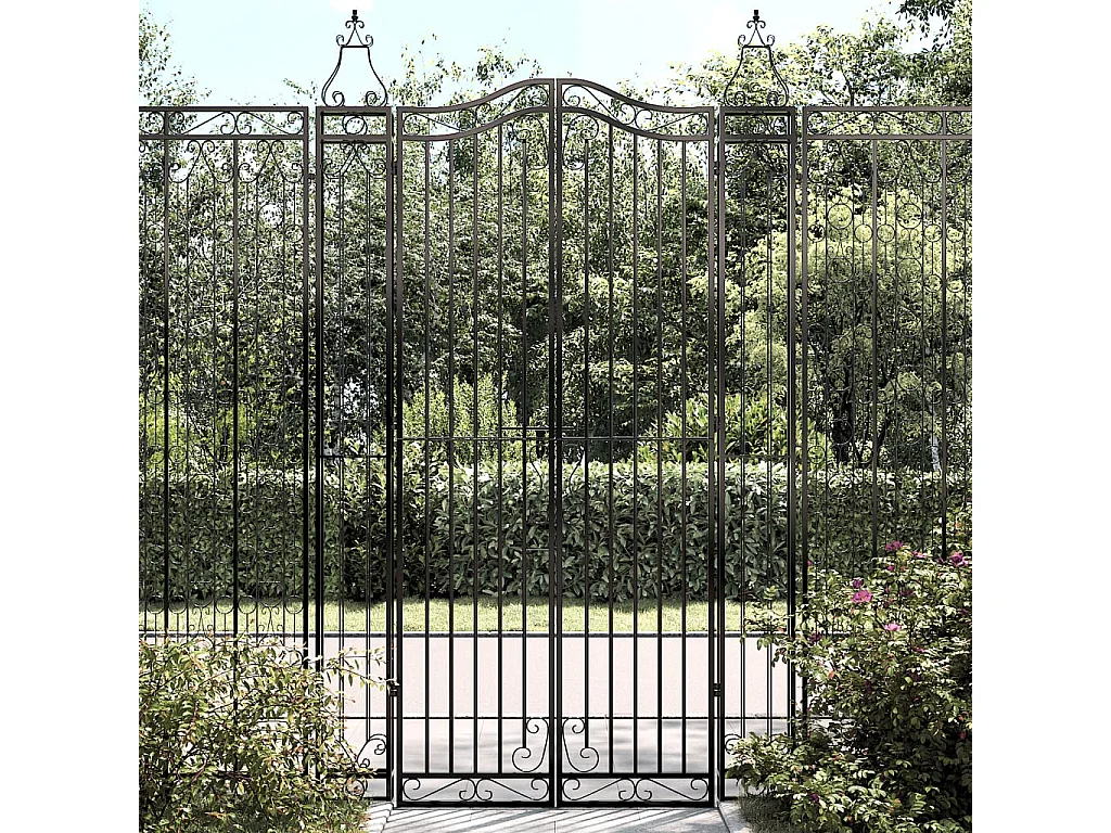 Cancello da giardino nero 121x8x200 cm in ferro battuto