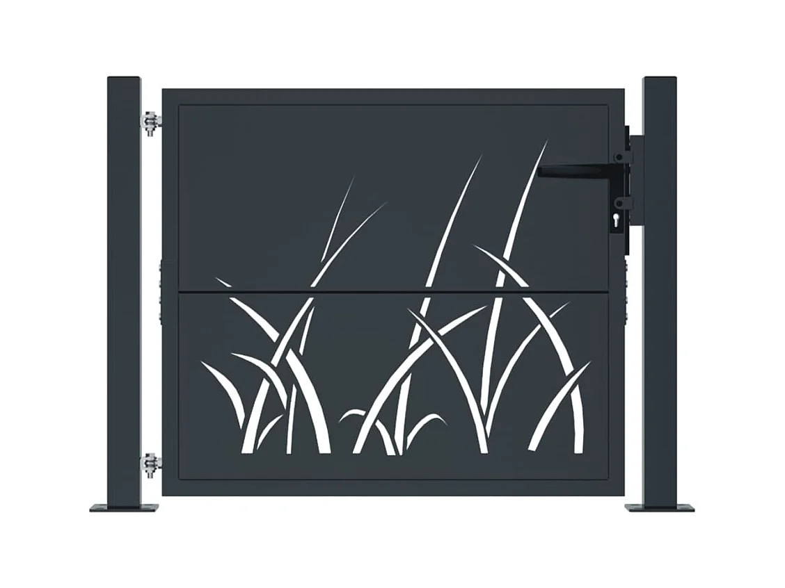 Anthrazit Gartentor 105x105cm Stahl Gras Design