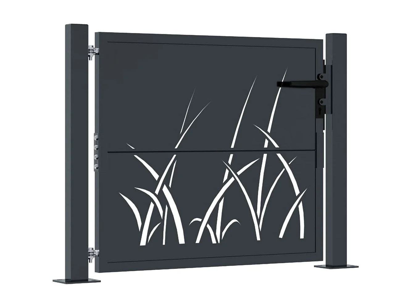 Portail de jardin anthracite 105x105cm acier conception d'herbe