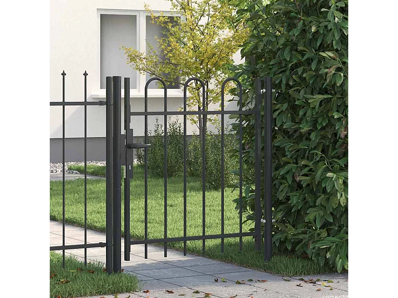 Porte de Clôture Gris 100 x 100 cm Acier revêtu de poudre