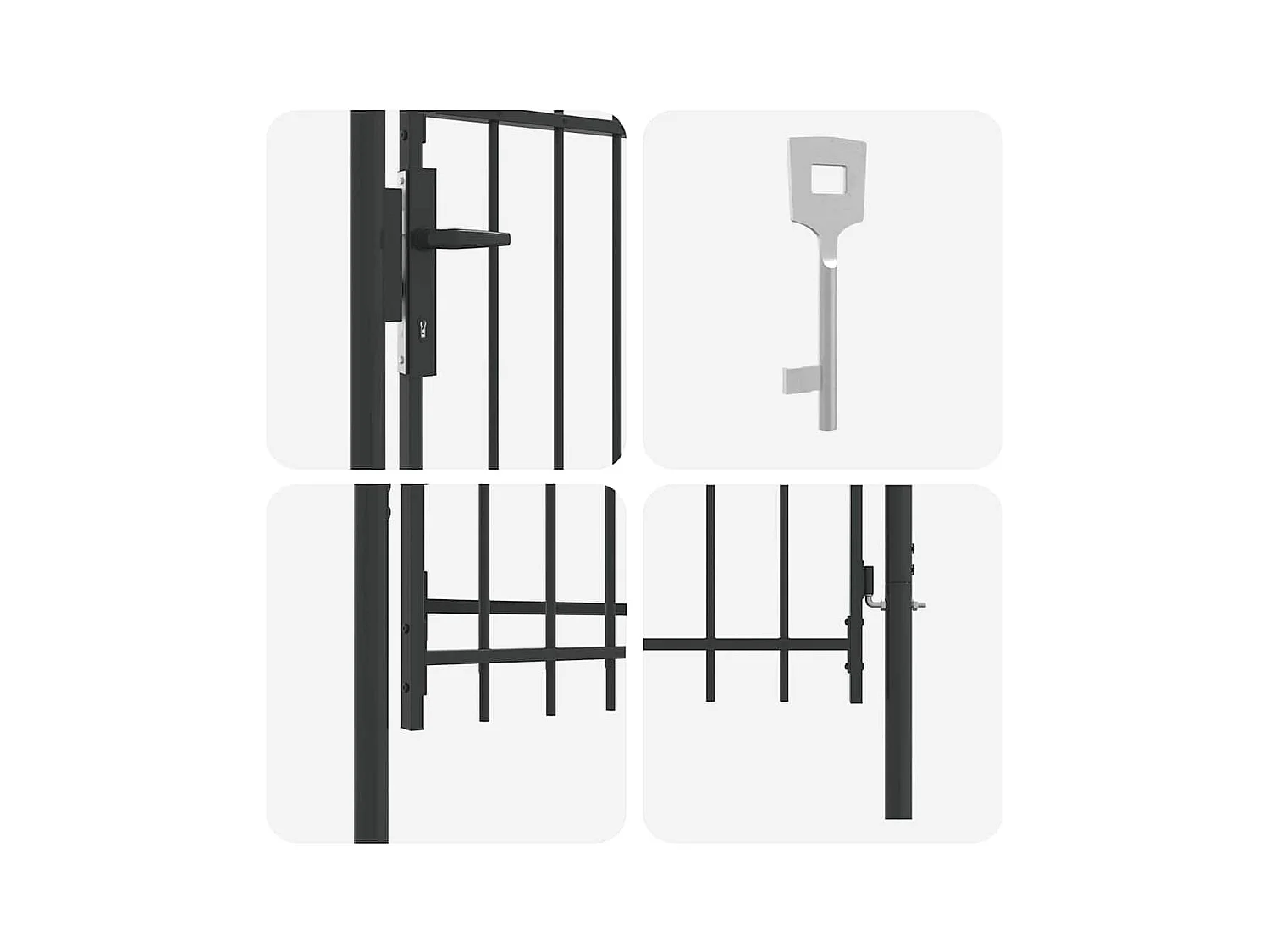 Cancello per recinzione grigio 100 x 100 cm in acciaio verniciato a polvere