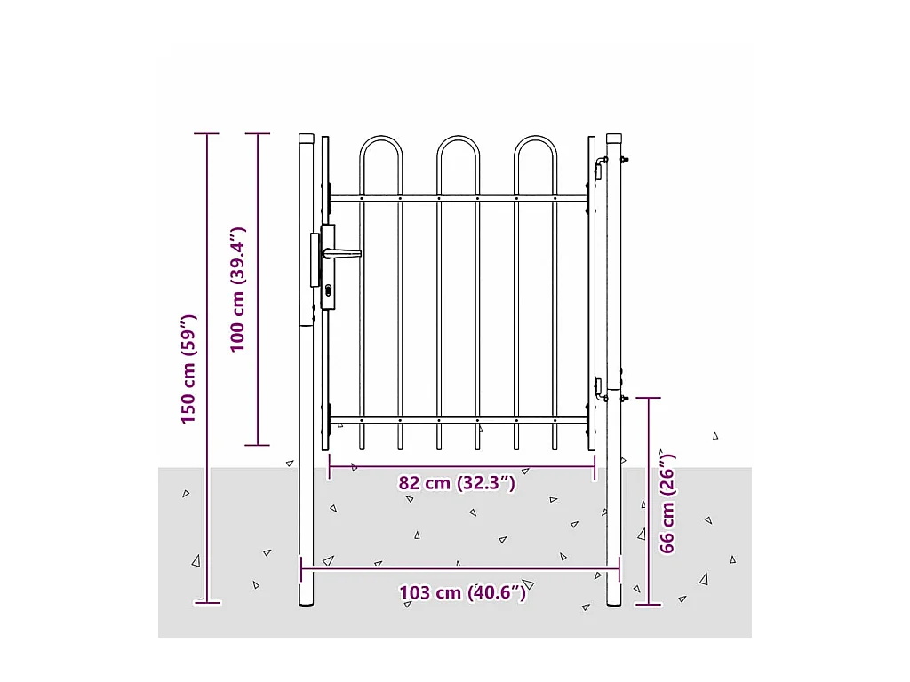 Cancello per recinzione grigio 100 x 100 cm in acciaio verniciato a polvere