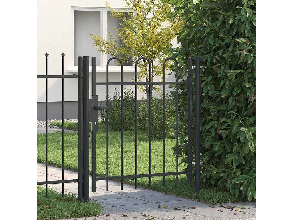 Puerta de valla gris de 100 x 100 cm de acero con recubrimiento en polvo