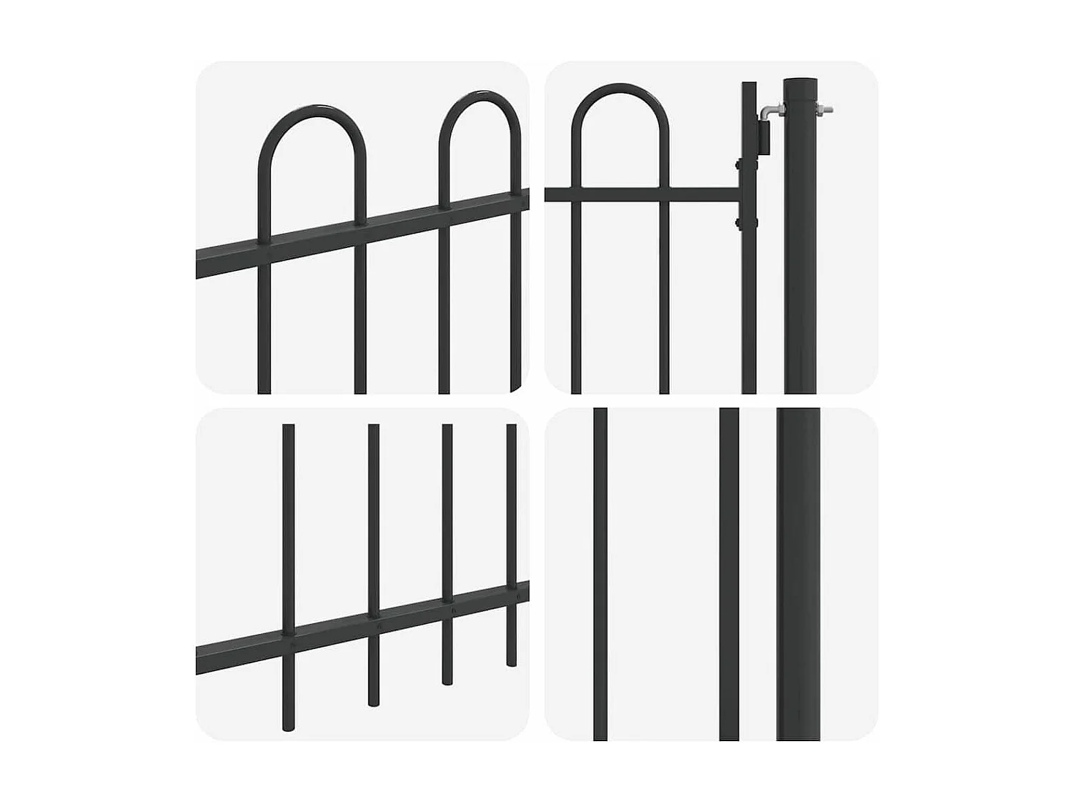 Puerta de valla gris de 100 x 100 cm de acero con recubrimiento en polvo