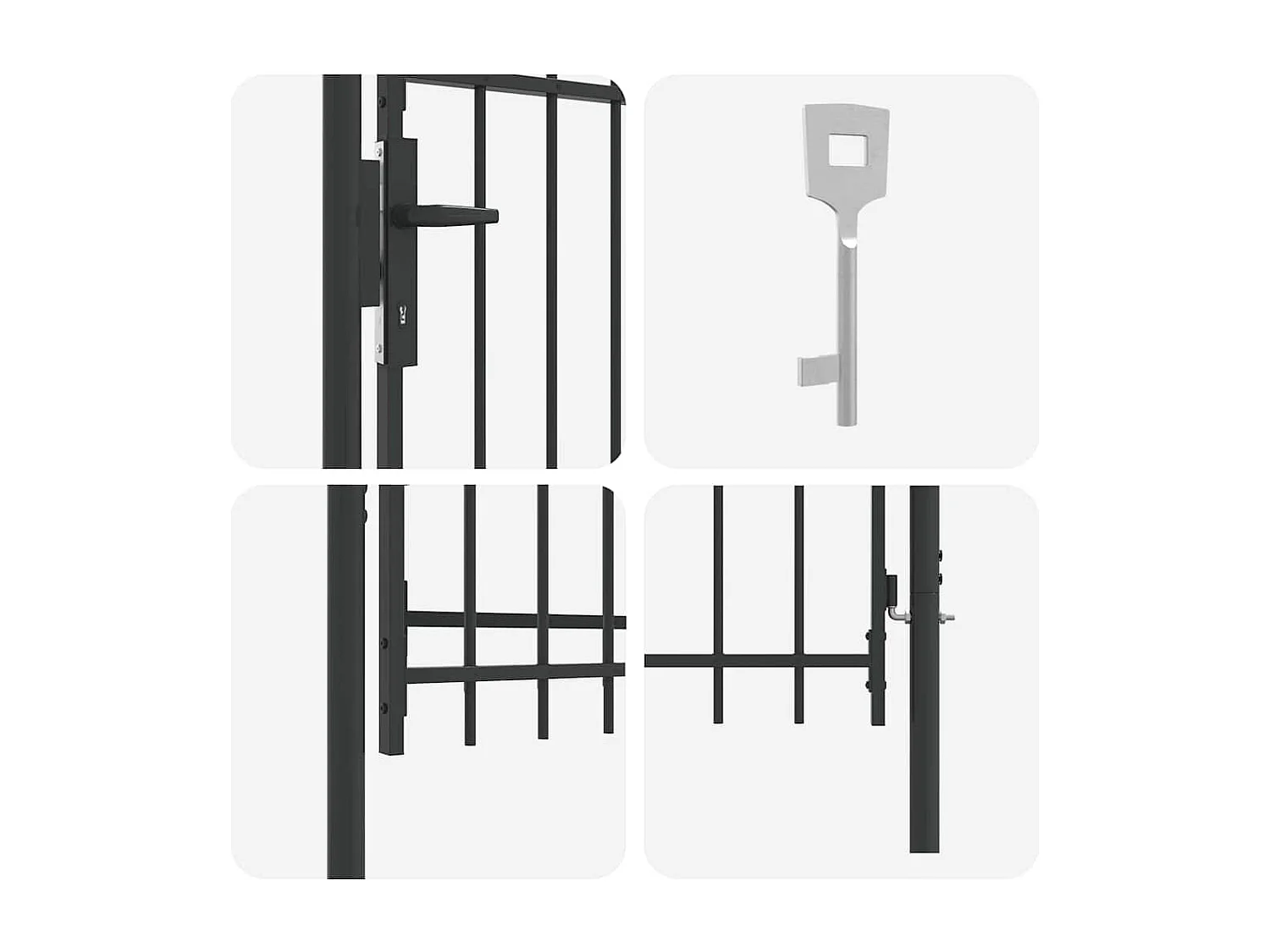 Puerta de valla gris de 100 x 100 cm de acero con recubrimiento en polvo