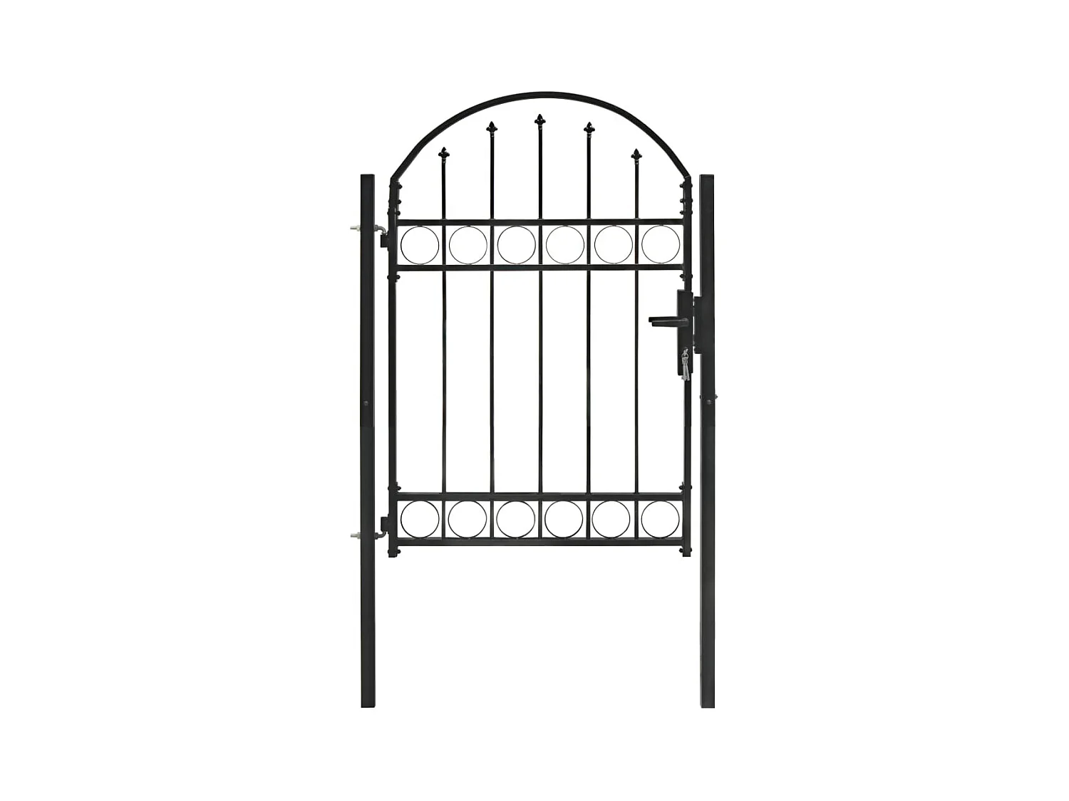 Cancello per recinzione con parte superiore arcuata in acciaio 104 x 125 cm Nero