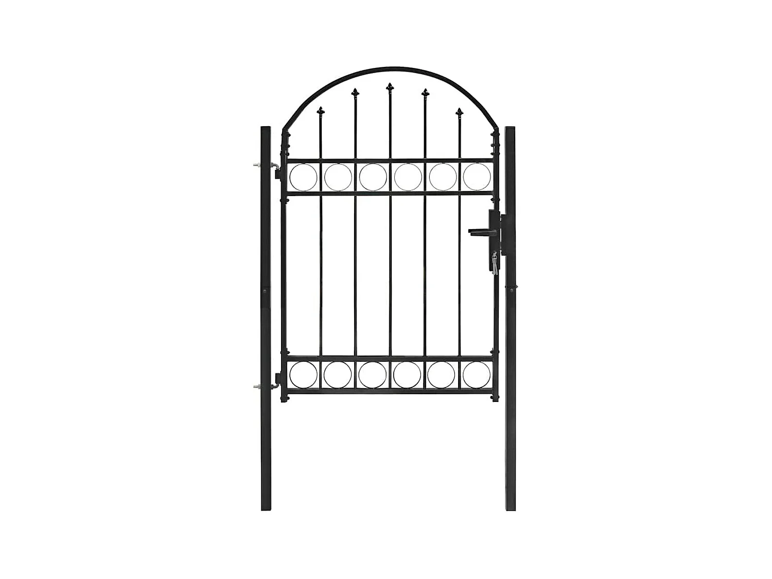 Cancello per recinzione con parte superiore arcuata in acciaio 104 x 125 cm Nero