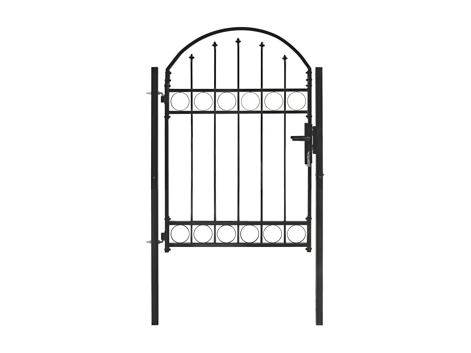 Portail de clôture avec partie supérieure arquée en acier 104 x 125 cm Noir