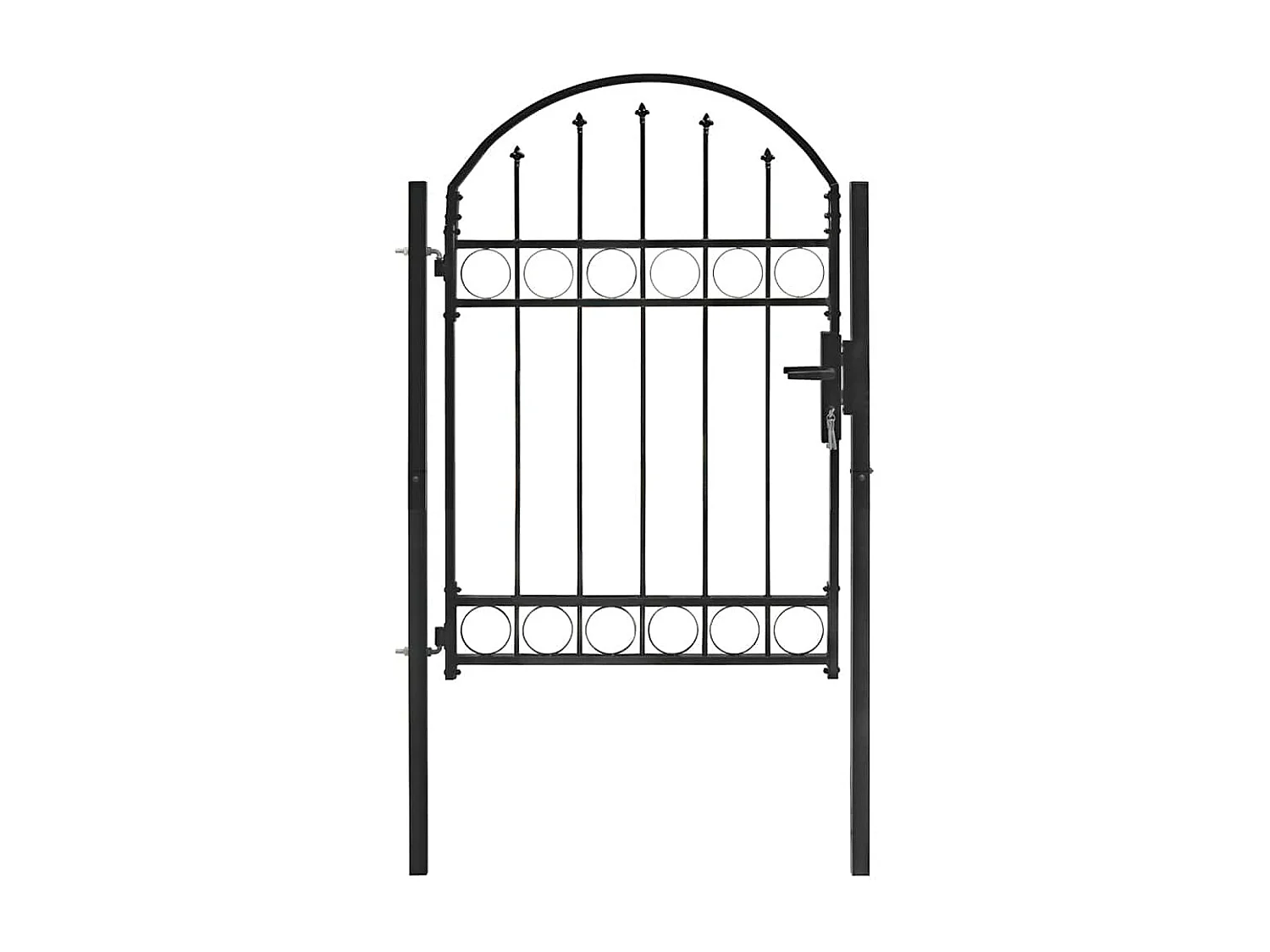 Portail de clôture avec partie supérieure arquée en acier 104 x 125 cm Noir