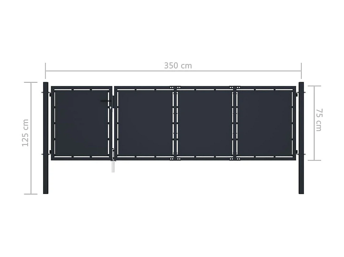 Cancello da giardino in acciaio 350 x 75 cm antracite