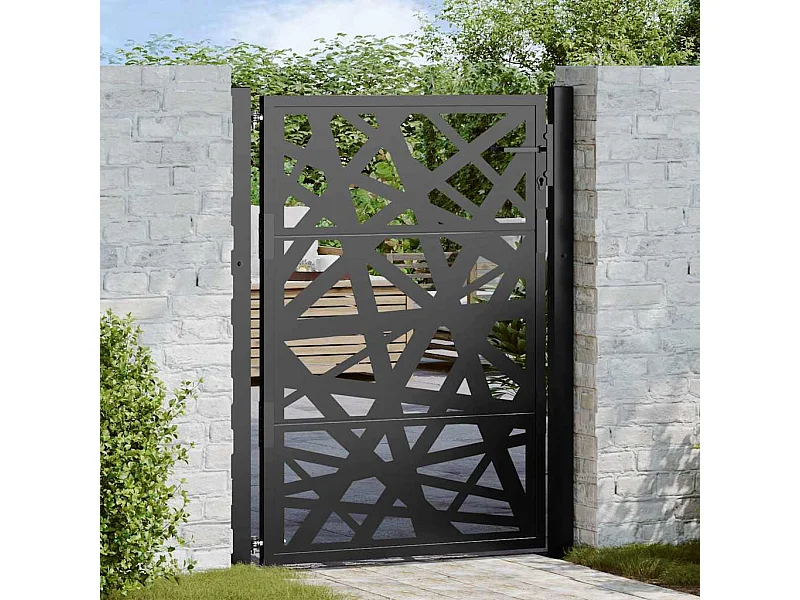 Puerta de jardín negra 105x130 cm acero diseño ligero