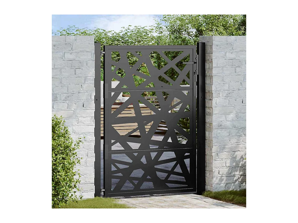 Puerta de jardín negra 105x130 cm acero diseño ligero